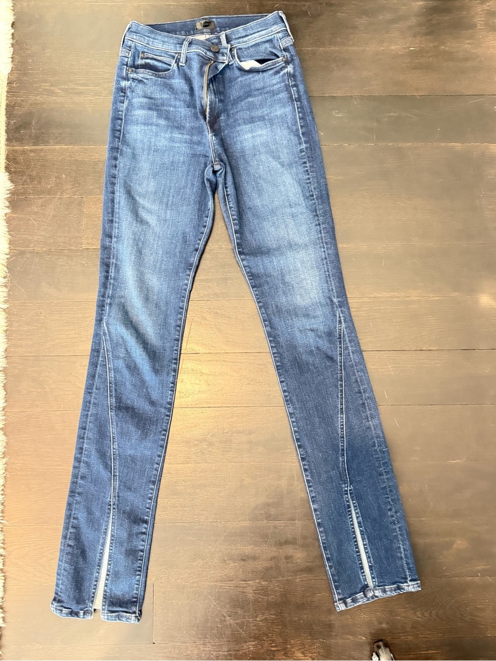MOTHER Women's Dark Blue Skinny Jeans with Front Slits